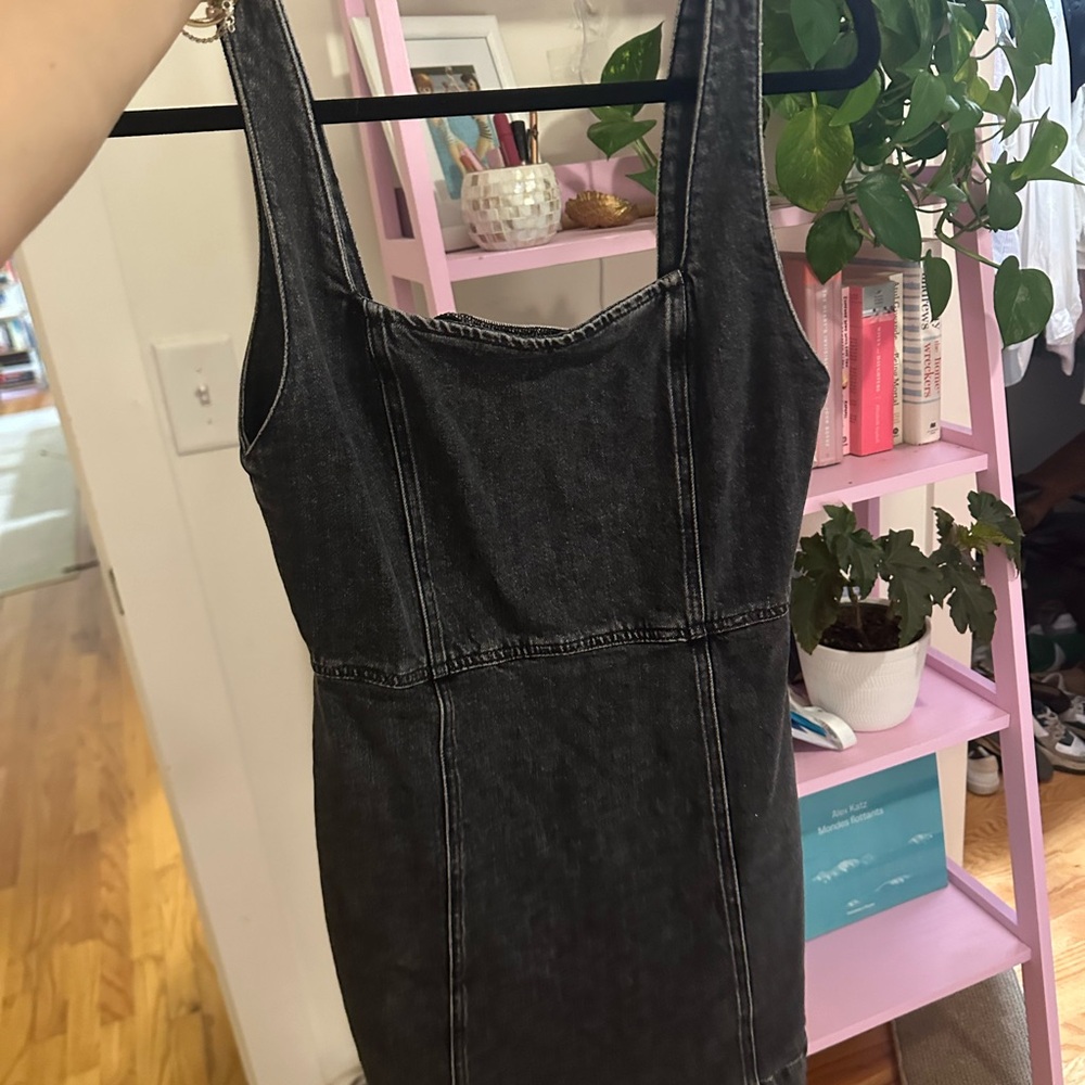Alice + Olivia Black Denim Dress - Size 4 - Picture 3 of 5